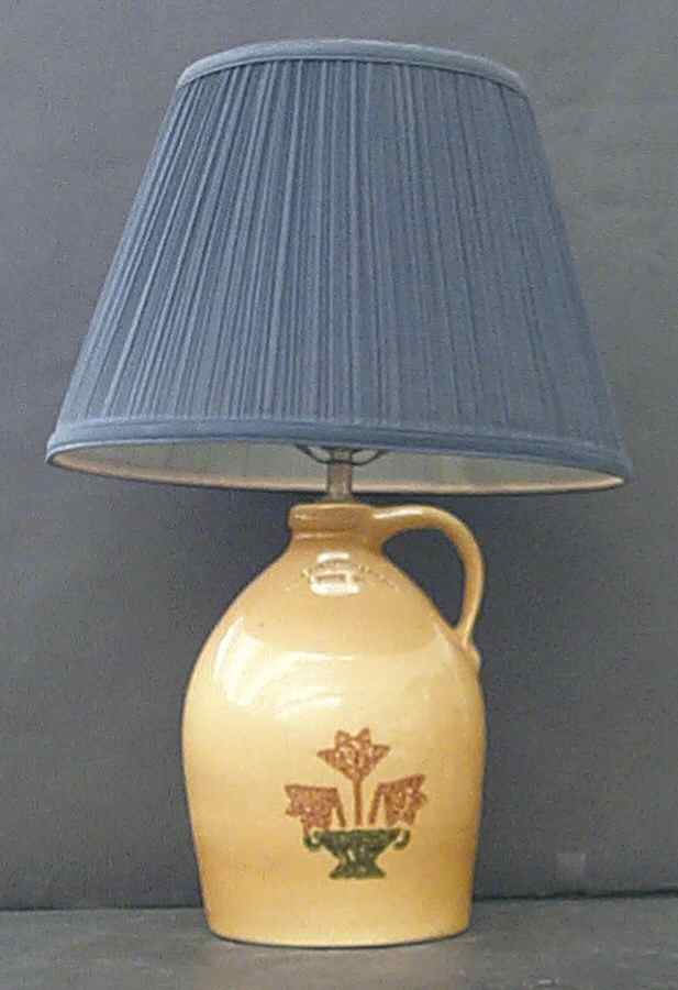America (Discontinued 1989) Large Jug Table Lamp & Shade by Pfaltzgraff-1