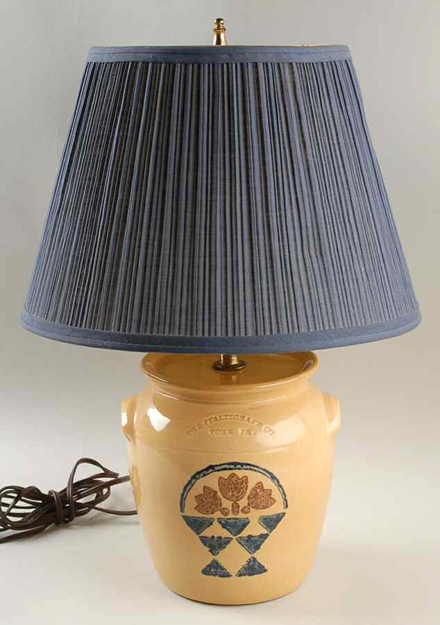 America (Discontinued 1989) Large Crock Lamp & Shade by Pfaltzgraff-1