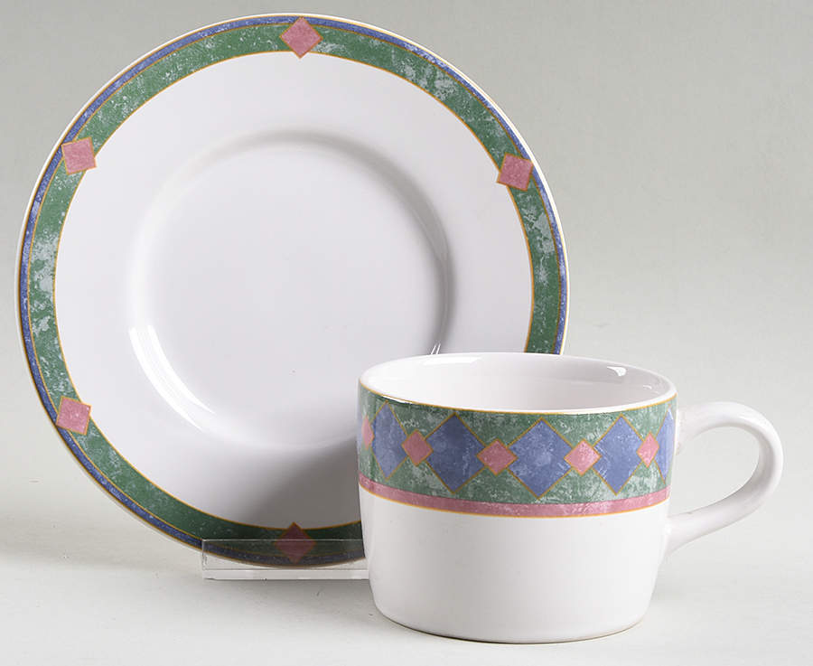 Amalfi Mediterranean Flat Cup & Saucer Set by Pfaltzgraff-1