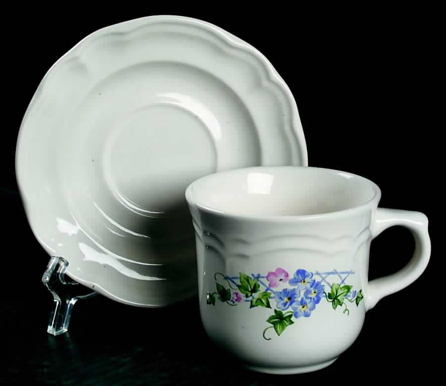 Annabelle Flat Cup & Saucer Set by Pfaltzgraff-1