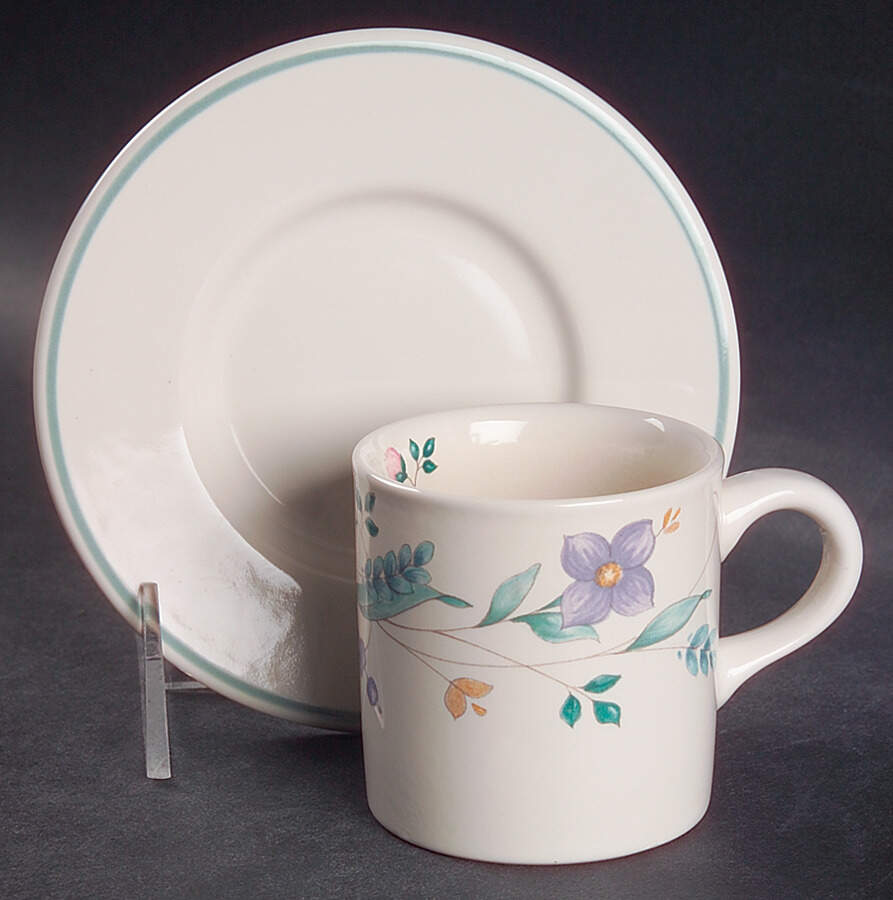 April Flat Demitasse Cup & Saucer Set by Pfaltzgraff-1