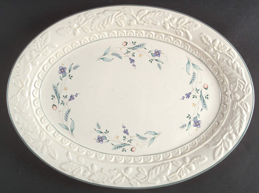 April 18" Embossed Oval Serving Platter by Pfaltzgraff-1
