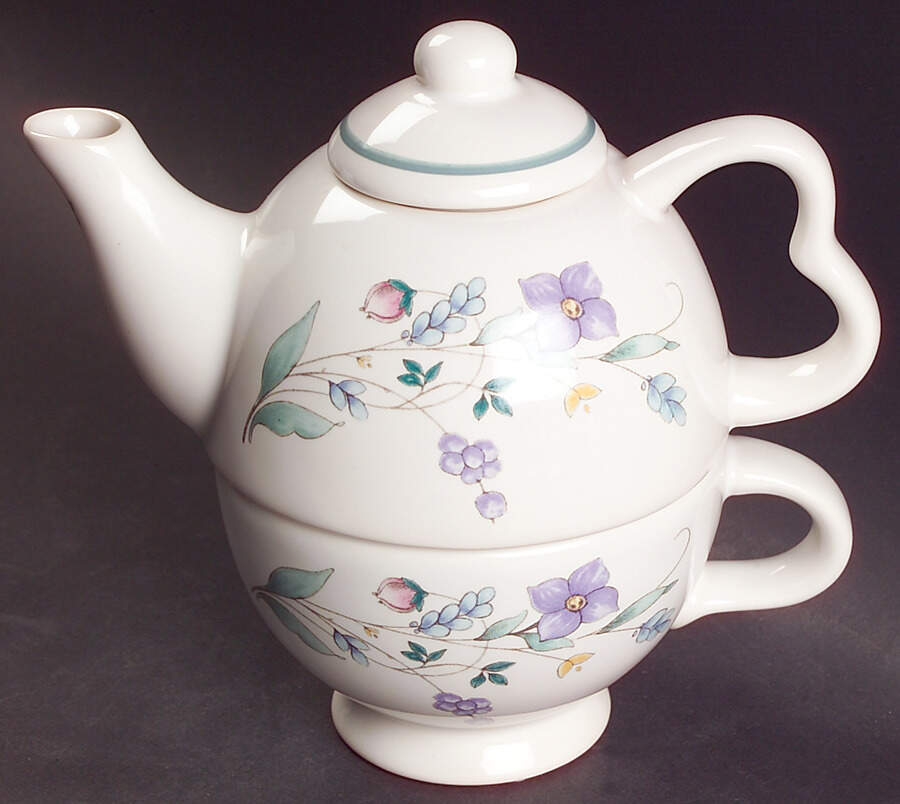 April Individual Teapot & Lid with Cup by Pfaltzgraff-1