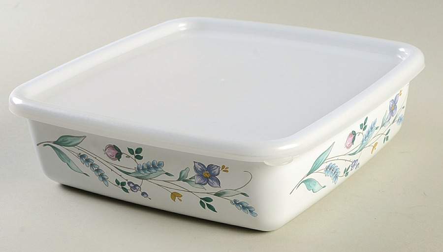 April 8" Metal Square Baker W/Plastic Lid by Pfaltzgraff-1