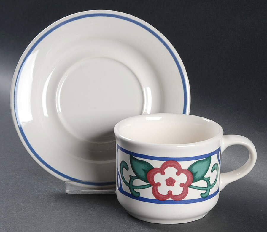 Arbor Vine Flat Cup & Saucer Set by Pfaltzgraff-1