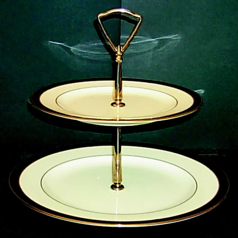 Astoria 2 Tiered Serving Tray (Dinner & Salad Plate) by Pfaltzgraff-1