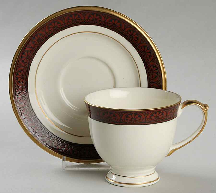 Athens Footed Cup & Saucer Set by Pfaltzgraff-1