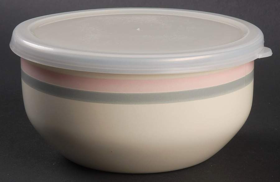 Aura Pink 5" Metal Bowl W/Plastic Lid by Pfaltzgraff-1