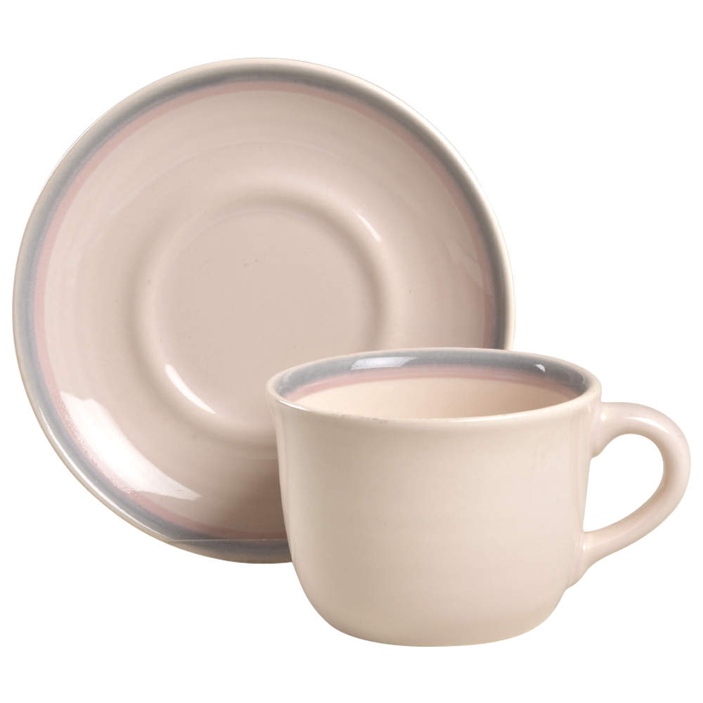 Aura Pink Flat Cup & Saucer Set by Pfaltzgraff-1