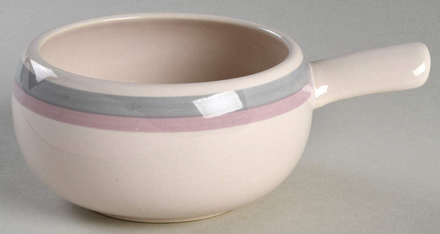 Aura Pink One Stick Handled Soup/Snack Bowl (use with SNTR11) by Pfaltzgraff-1