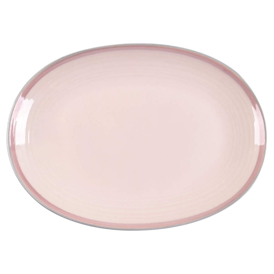 Aura Pink 14" Oval Serving Platter by Pfaltzgraff-1
