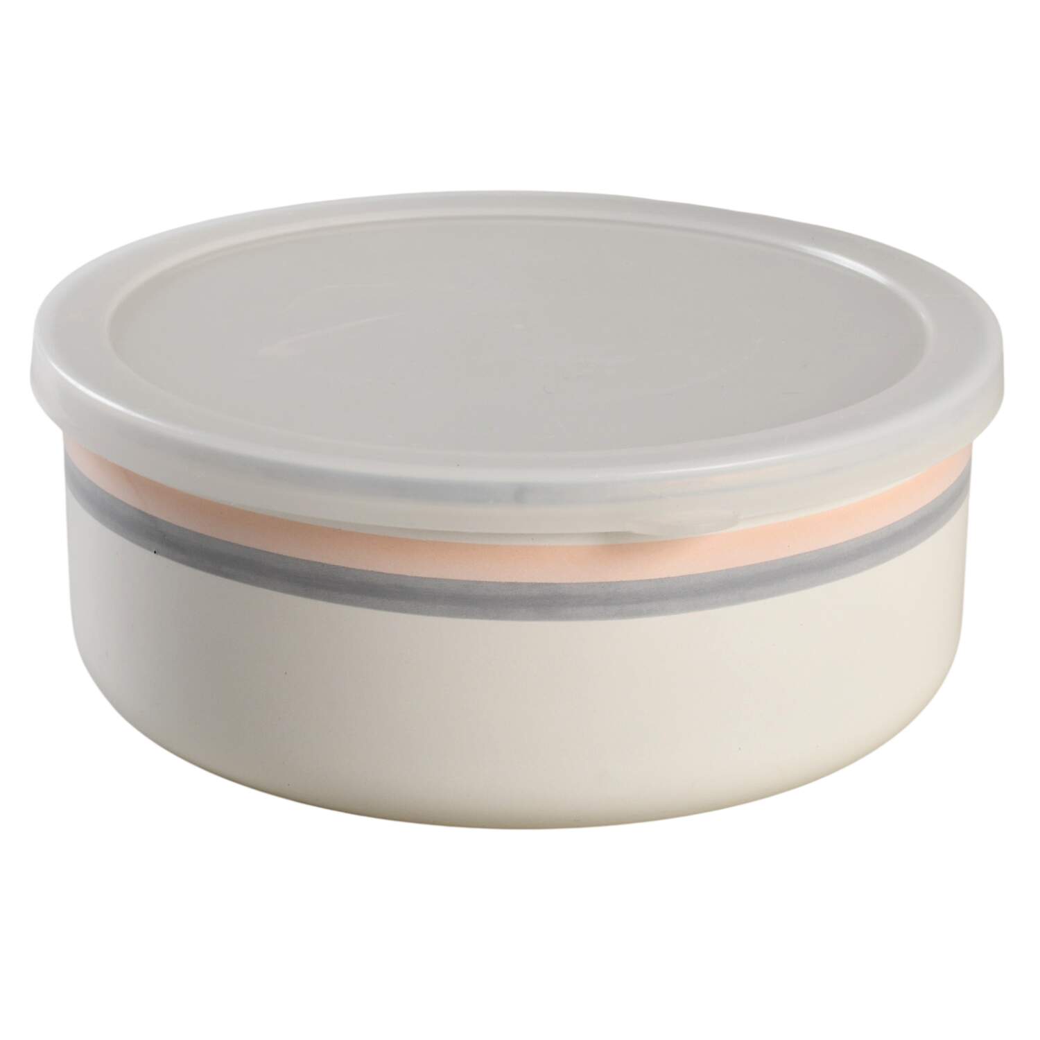 Aura Pink 71/4" Metal Bowl W/Plastic Lid by Pfaltzgraff-1