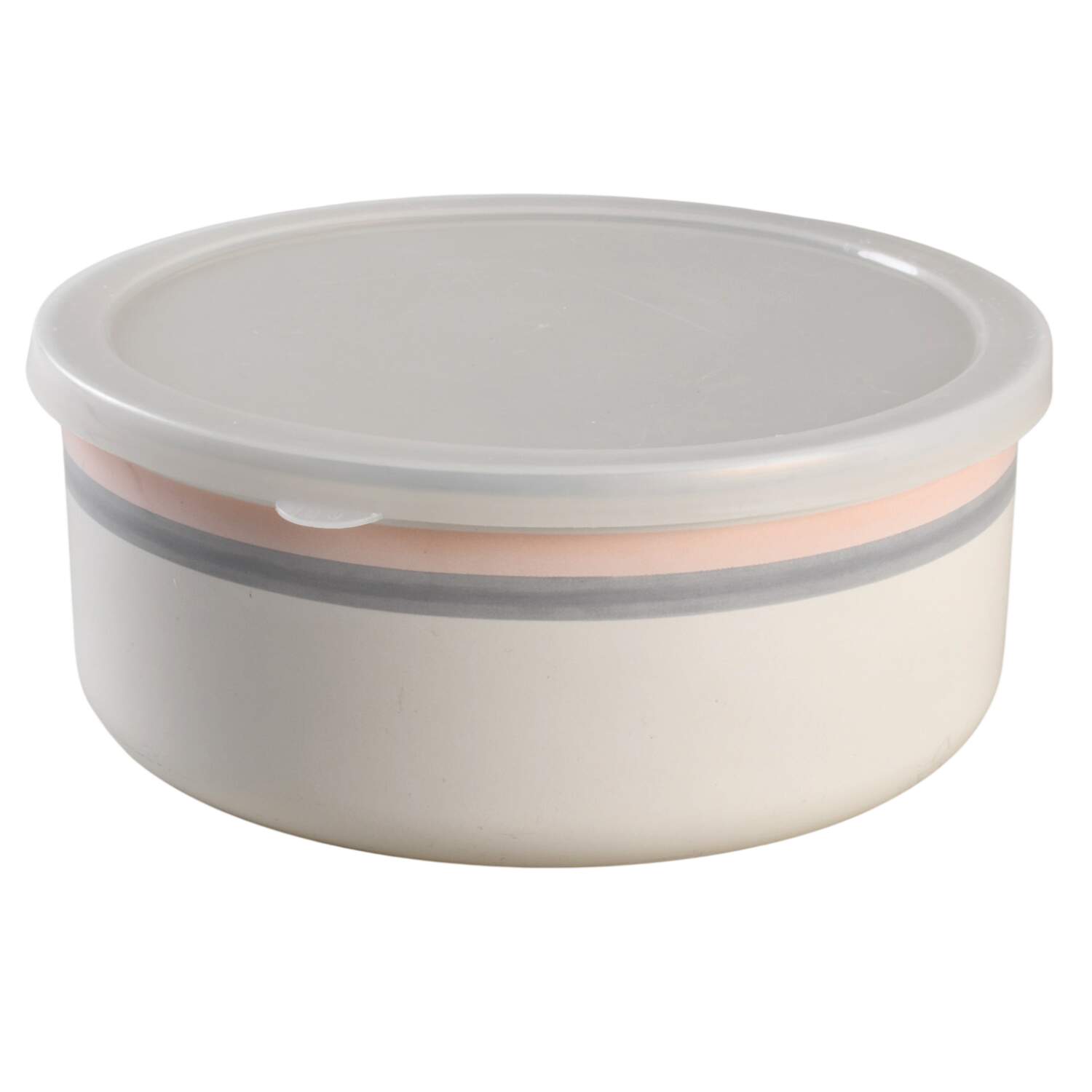 Aura Pink 6 5/8" Metal Bowl W/Plastic Lid by Pfaltzgraff-1