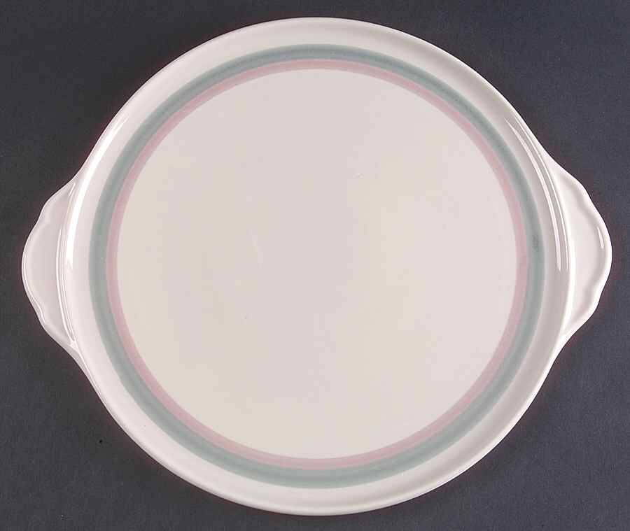 Aura Pink Handled Cake Plate by Pfaltzgraff-1