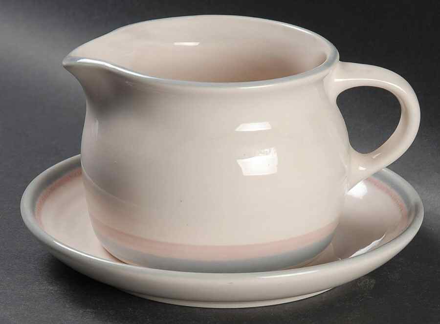 Aura Pink Round Gravy Boat & Underplate by Pfaltzgraff-1