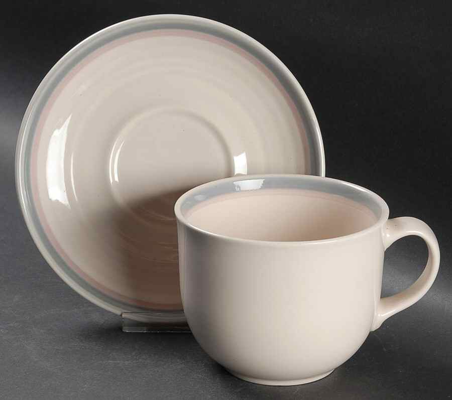 Aura Pink Oversized Cup & Saucer Set by Pfaltzgraff-1