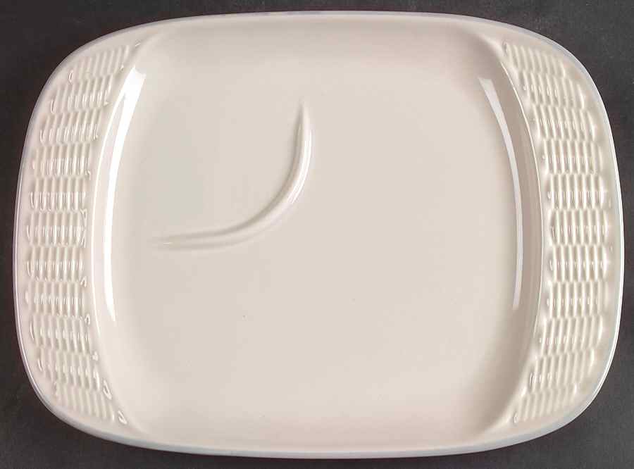 Aura Pink Rectangular Basketweave Snack Tray by Pfaltzgraff-1