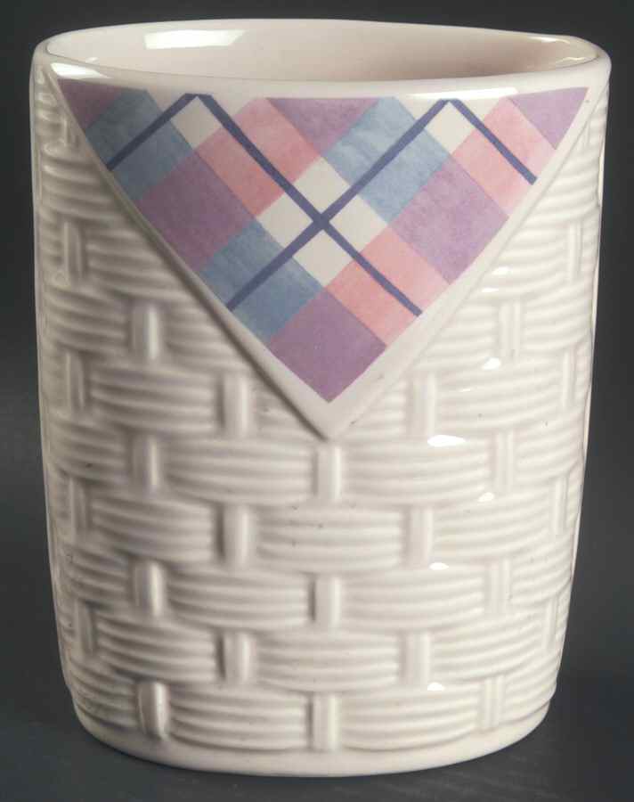 Aura Pink Basketweave Utensil Holder by Pfaltzgraff-1
