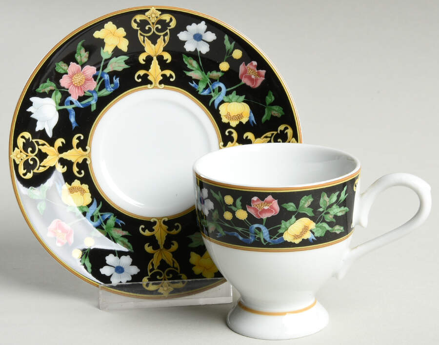 Bella Donna Footed Demitasse Cup & Saucer Set by Pfaltzgraff-1