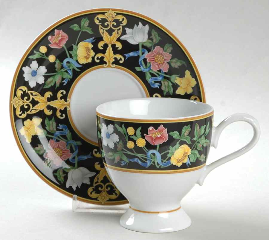 Bella Donna Footed Cup & Saucer Set by Pfaltzgraff-1