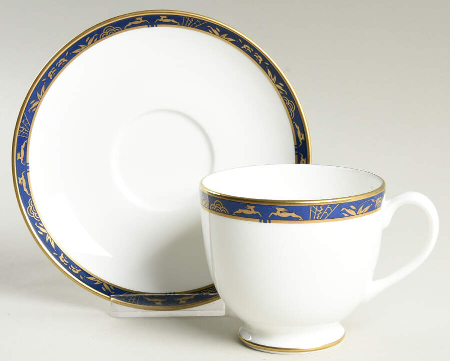 Blue Esplanade Footed Cup & Saucer Set by Pfaltzgraff-1