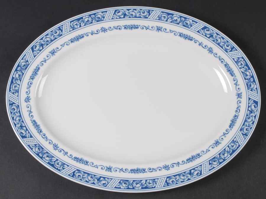 Blue Organdy 14" Oval Serving Platter by Pfaltzgraff-1