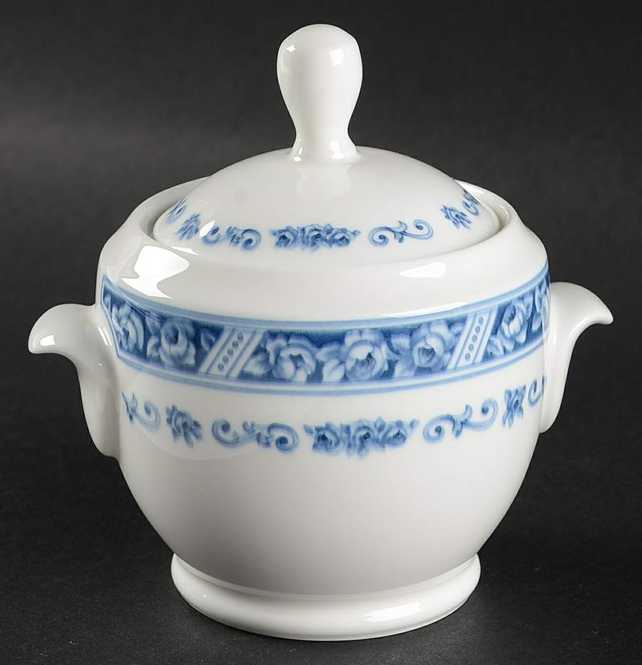 Blue Organdy Sugar Bowl & Lid by Pfaltzgraff-1