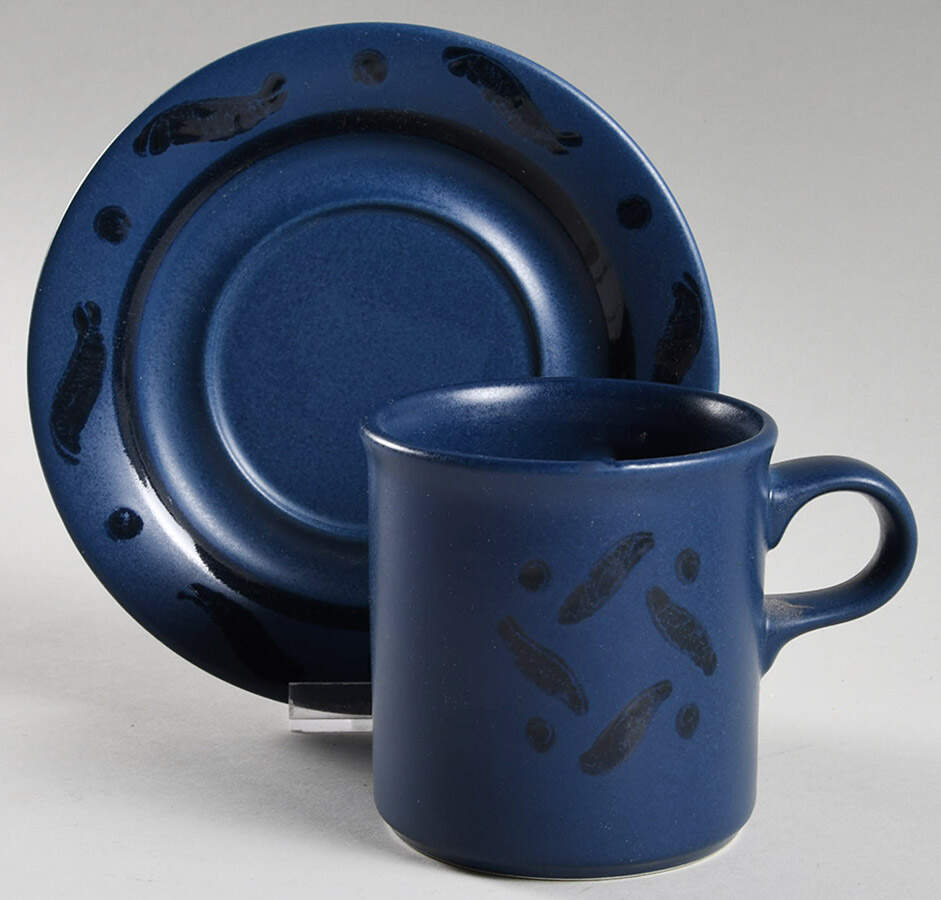 Blue Pinwheels Flat Cup & Saucer Set by Pfaltzgraff-1