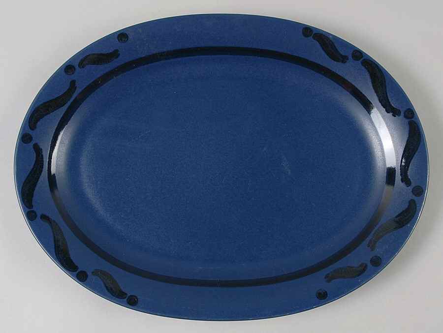 Blue Pinwheels 14" Oval Serving Platter by Pfaltzgraff-1