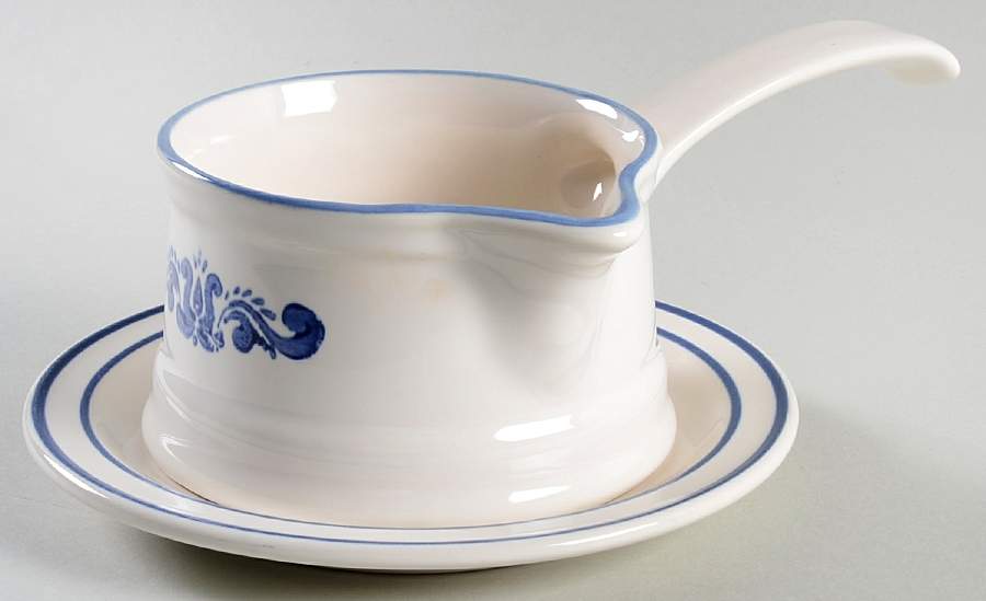 Blue Village Gravy Boat & Underplate by Pfaltzgraff-1
