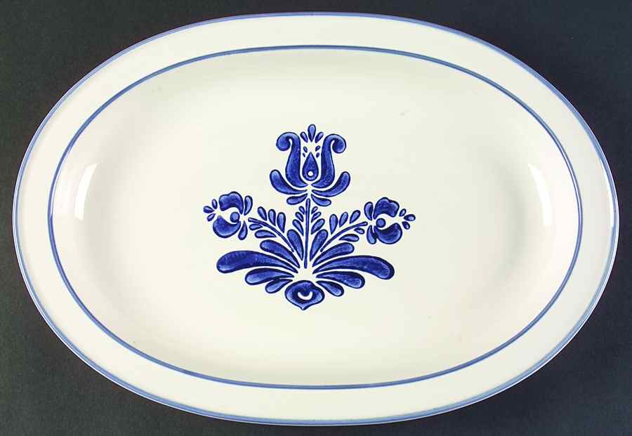 Blue Village 14" Oval Serving Platter by Pfaltzgraff-1