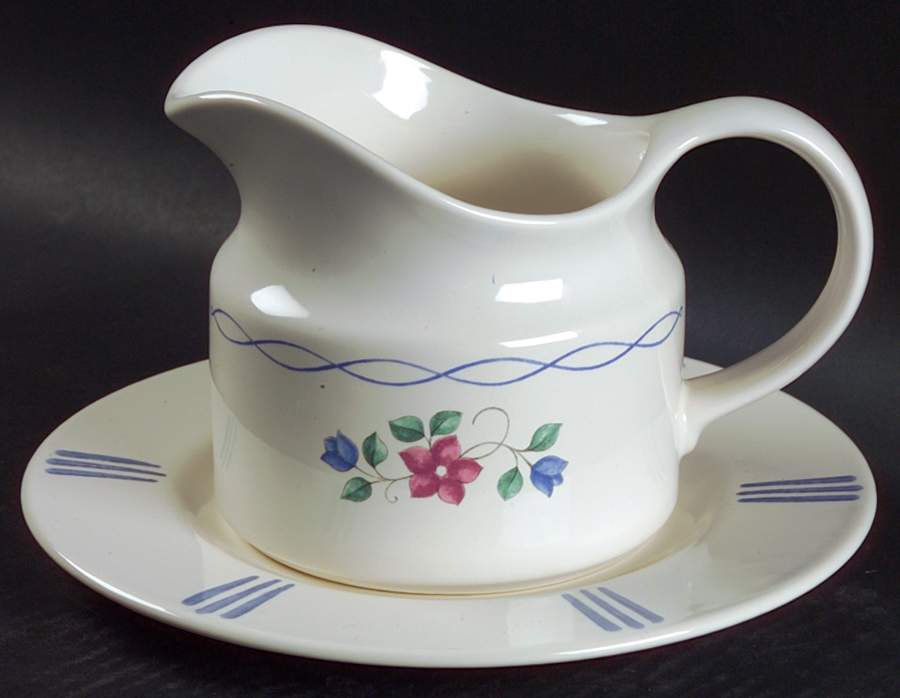 Bonnie Brae Round Gravy Boat & Underplate by Pfaltzgraff-1