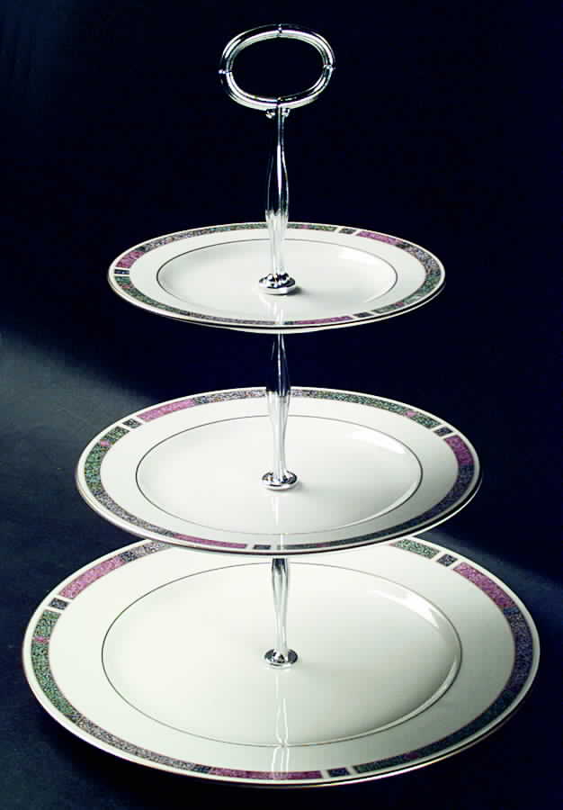 Cabouchon 13 7/8"-14 1/4" 3-Tiered Serving Tray(DP,SP,BB) HC by Pfaltzgraff-1