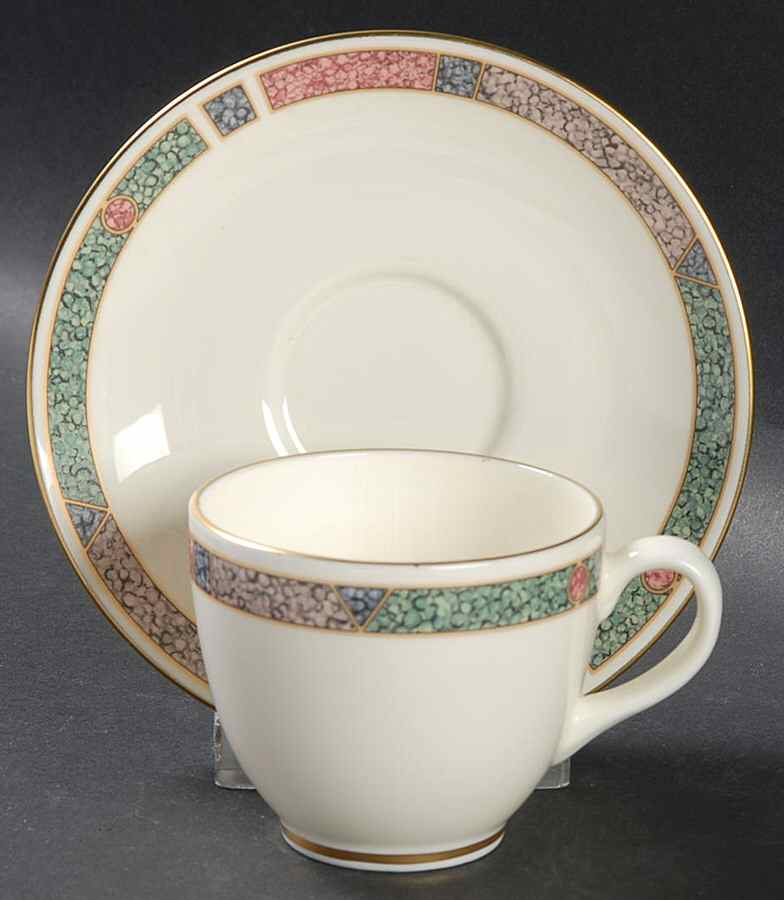 Cabouchon Flat Demitasse Cup & Saucer Set by Pfaltzgraff-1