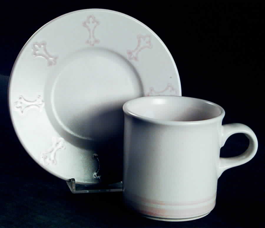 Carrara Flat Cup & Saucer Set by Pfaltzgraff-1