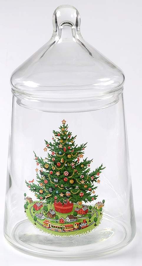 Christmas Heritage Glassware Candy Jar & Lid by Pfaltzgraff-1