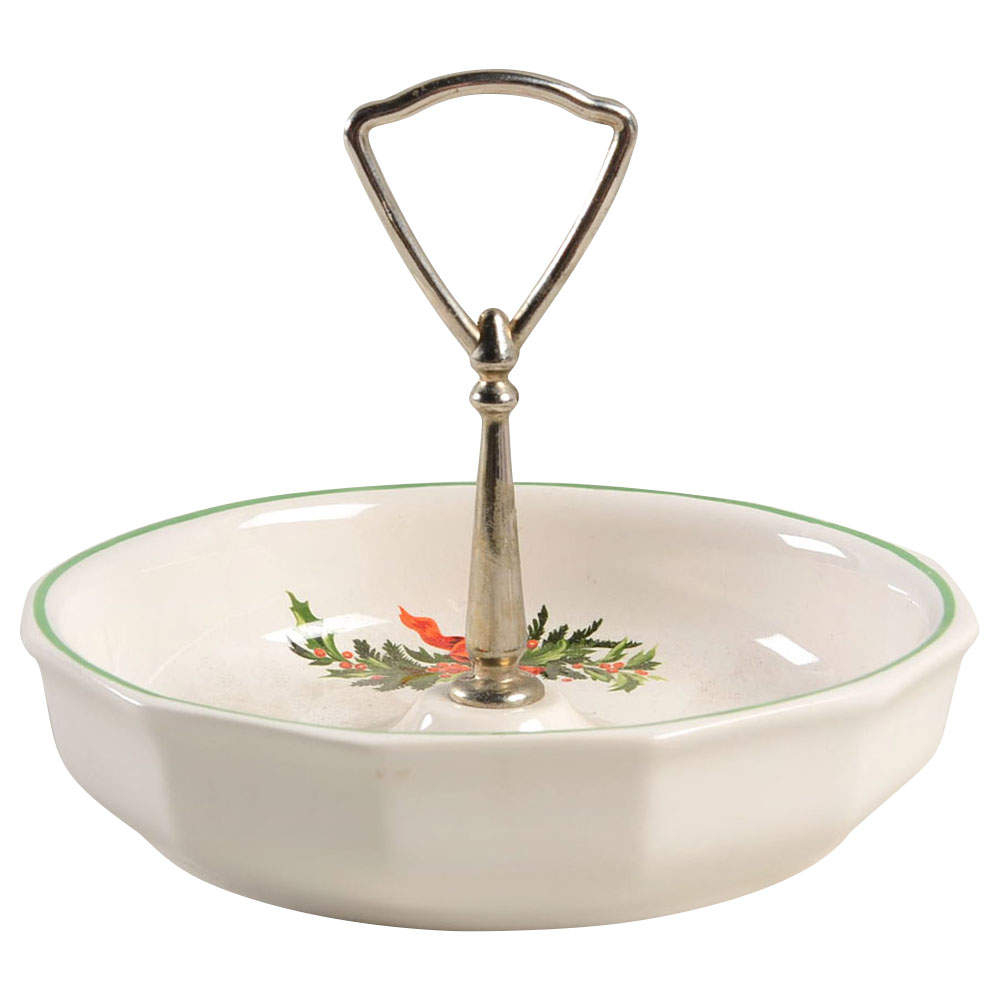 Christmas Heritage 7" Handled Candy Dish by Pfaltzgraff-1