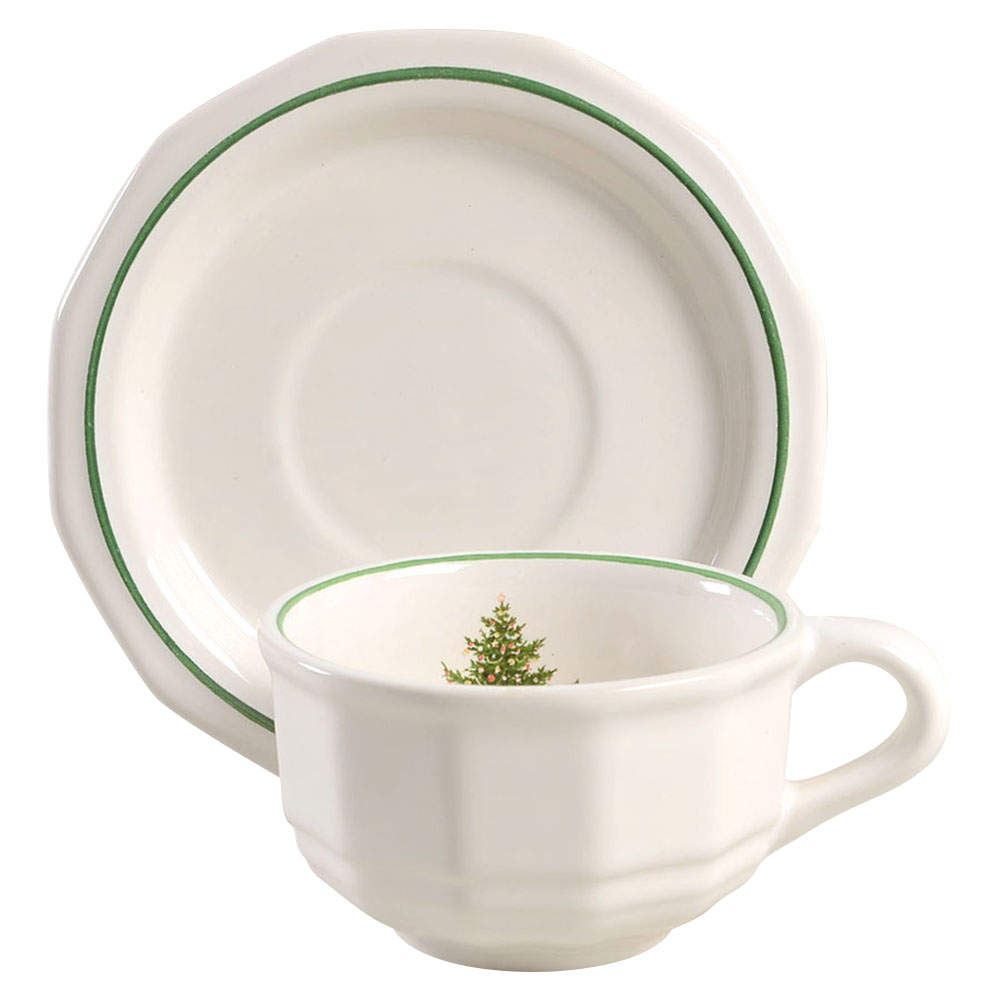 Christmas Heritage Flat Cup & Saucer Set by Pfaltzgraff-1