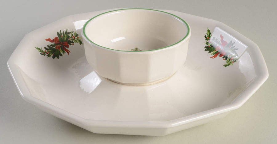 Christmas Heritage Chip and Dip Set (Uses Fruit Bowl) by Pfaltzgraff-1