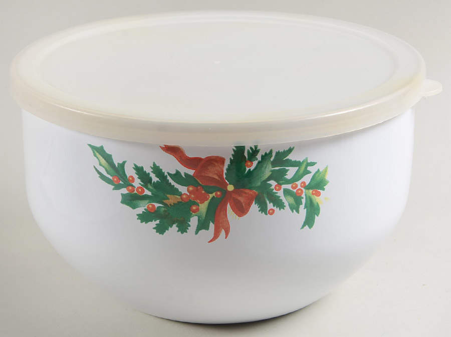 Christmas Heritage 7" Metal Bowl & Plastic Lid by Pfaltzgraff-1