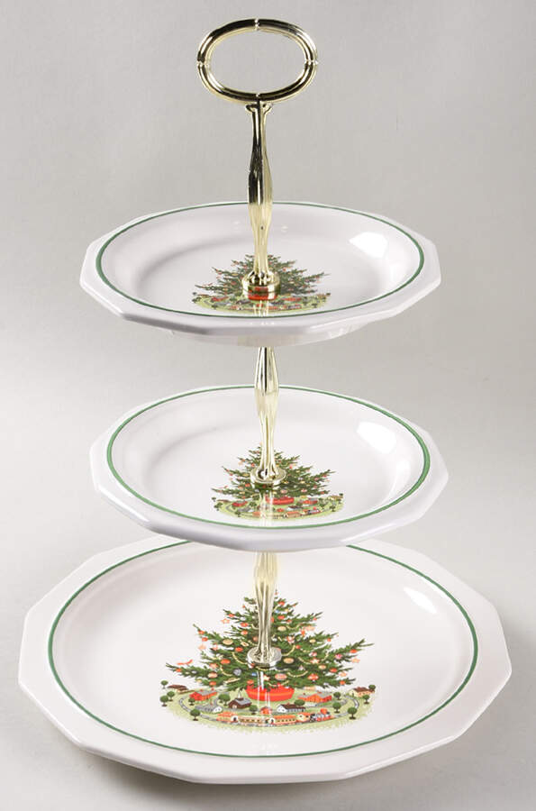 Christmas Heritage 13 7/8"-14 1/4" 3-Tiered Serving Tray(DP,SP,BB) HC by Pfaltzgraff-1