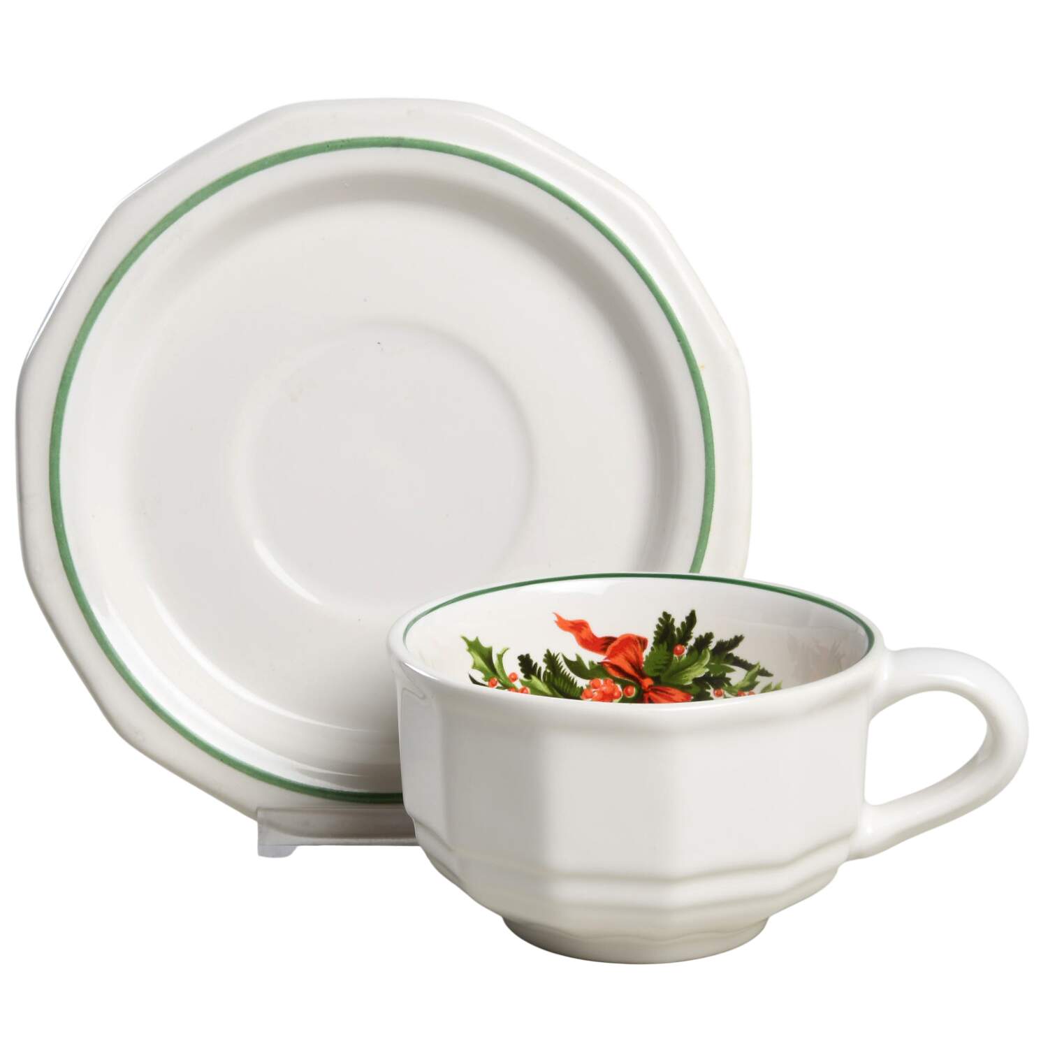 Christmas Heritage Flat Cup & Saucer Set by Pfaltzgraff-1