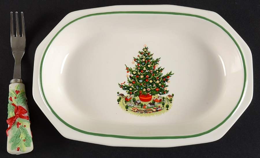 Christmas Heritage Hors d'Oeuvre Set (Tray & Fork) by Pfaltzgraff-1
