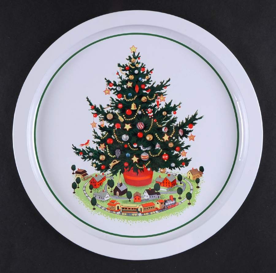 Christmas Heritage 13" Metal Round Tray by Pfaltzgraff-1