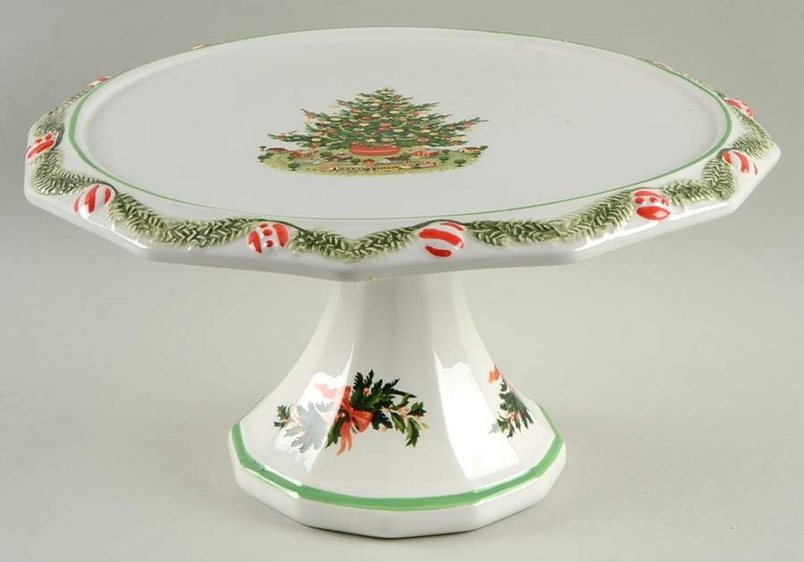 Christmas Heritage 12" Diameter Pedestal Cake Stand by Pfaltzgraff-1