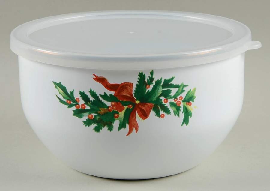Christmas Heritage 7" Metal Bowl & Plastic Lid by Pfaltzgraff-1