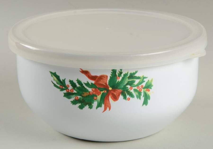 Christmas Heritage 6" Metal Bowl W/Plastic Lid by Pfaltzgraff-1