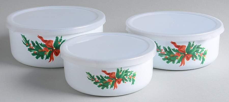 Christmas Heritage 3 Pc Metal Bowl W/Plastclid (5 3/4",6 5/8",7 1/4") by Pfaltzgraff-1