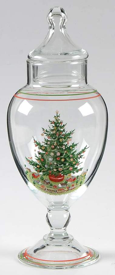 Christmas Heritage Glassware Candy Jar & Lid by Pfaltzgraff-1