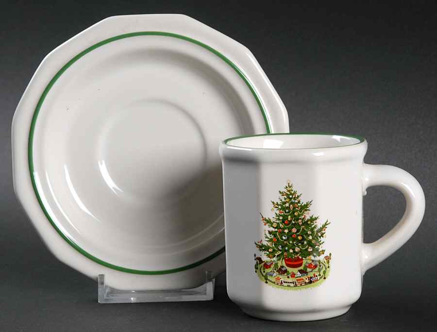 Christmas Heritage Flat Demitasse Cup & Saucer Set by Pfaltzgraff-1